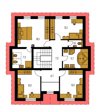 Mirror image | Floor plan of second floor - KLASSIK 160